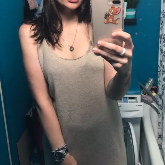Cashmere dress tank beige cream basic knit dress - Picture 7 of 13